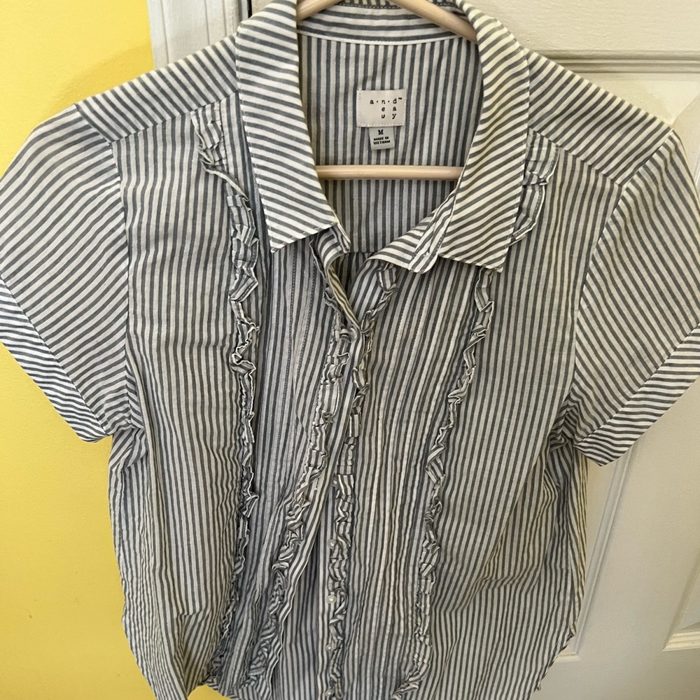 Women’s blue and white striped blouse size M